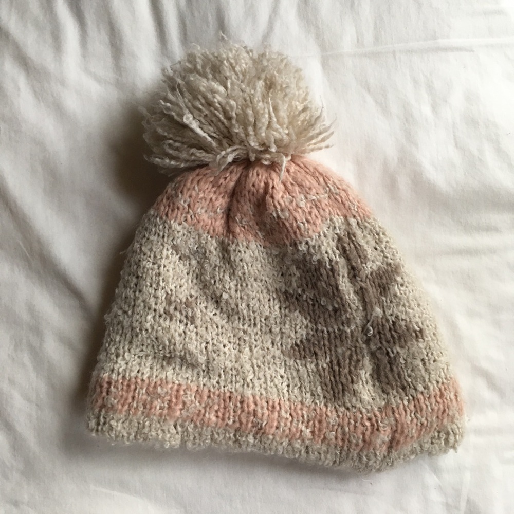 Fleece lined Hat Winter Beanie Ski Snowflake Pink